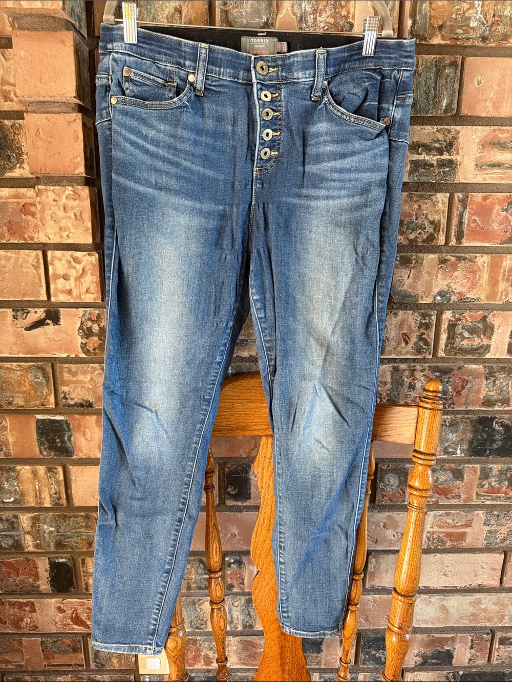 torrid Washed Blue Button-Fly Skinny Jeans